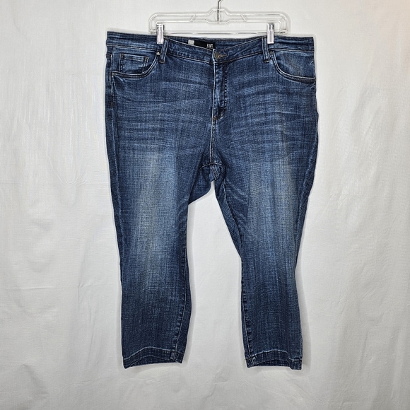 Kut From The Kloth Lauren Straight Leg Crop Jeans Blue Size 20W - Picture 2 of 12